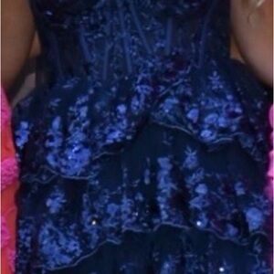 Elegant Blue Lace Dress